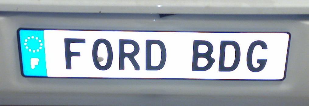 Ford BDG reg skylt Ford BDG reg skylt